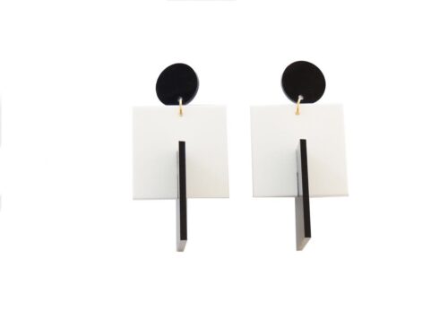 Aros Blancos & Negros Cuadrados
